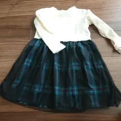 sale！branshes ワンピース ホワイト・ブラック・タータンチェック