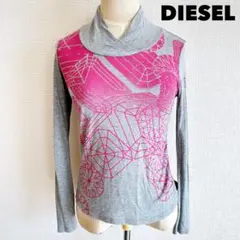 DIESEL 幾何学模様 長袖トップス　カットソー　グレー　Y2K