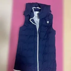 ネイビー フード付き キルティングベスト