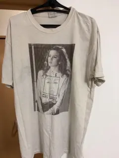 古着XL クリーム色 Tシャツ 女性プリント