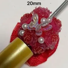 蝶々とパールとリボンの立体薔薇ビーズ ビーズボールペン カスタムボールペン