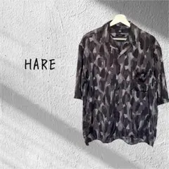 HARE ハレ カモ柄 総柄 半袖 シャツ 黒 グレー