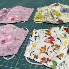 s07 リバティ布マスク4枚セット ハンドメイド