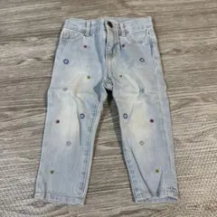 花柄刺繍デニムパンツ 95cm未満