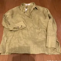BABYLONE 麻100%シャツ 長袖 ライトグリーン新品のサムネイル