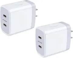 急速充電器 type-c 電源アダプタ 2ポート 充電器 2個セット 白色