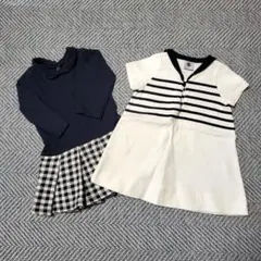 プチバトー　74cm長袖ワンピース　81cm半袖ワンピース