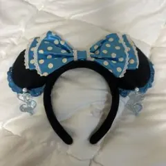 ディズニーミニーちゃんカチューシャリボン&イヤリング水色水玉