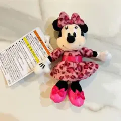 ディズニー ミニー ヒョウ柄 ぬいぐるみチャーム ピンク