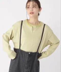 【4WAY】ベスト×ショート丈プルオーバーセットトップス　グリーン