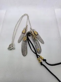 【S925】フェザーネックレス カスタム　イーグルフック ホイール ゴローズ系