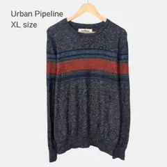 UrbanPipeline 長袖ニット XL アメカジ レトロ ストライプ 総柄