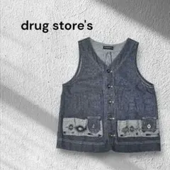 drug store's オルテガプリントベスト　内外多数ポケット　柔らかデニムのサムネイル