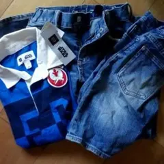 デニムハーフパンツ 、長袖、長デニム　三点セット　未使用品あり