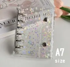 【新品未使用】星柄キラキラホログラム　A7クリアシール帳・リフィル10枚　推し活