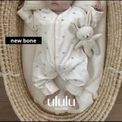 ululu コットンカバーオール　ハート柄　新生児