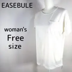 レディース　フリーサイズ　Tシャツ　オーバーサイズ　ホワイト　胸ポケット　半袖