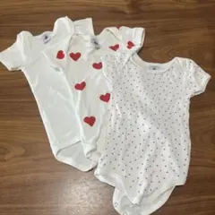 プチバトー　ボディスーツ3枚　12m／74センチ
