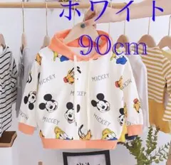 激安SALE キッズ男女兼用裏起毛キャラクター集合人気パーカートレーナーホワイト