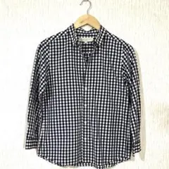 BEAUTY&YOUTH チェック 長袖シャツ ネイビー×ホワイト　女性にも