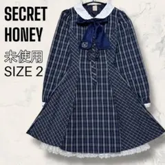 【未使用】 SECRET HONEY リボン付き チェック柄 シャツ ワンピース