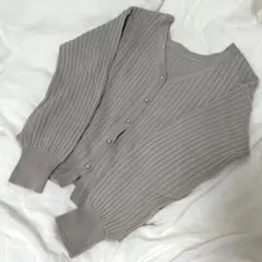 GUパールボタン リブニット カーディガン 長袖　ベージュ　【匿名配送】