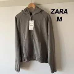 ZARA　ザラ　ウォッシュ加工ジップアップフーディ M