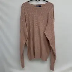 ポロ　ラルフローレン　ピンク ケーブルニット セーター　コットンシルク
