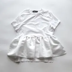 ヨーコチャン　ドッキングTシャツ　フリル　クルーネック　ストレッチ　38　白のサムネイル
