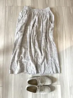 evam eva コットンリネン パンツ ライトグレー｜裏地付き ふんわり美品