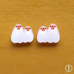 現品 仲良し白文鳥 ① イヤリング/ピアス