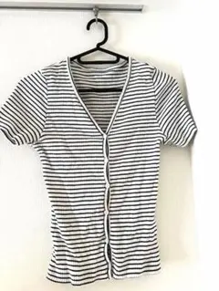 ストライプ 半袖 ボタン付きTシャツ