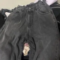 ダークグレー ハイウエストデニム