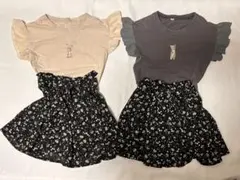 キッズ Tシャツ スカート2着セット フリル袖