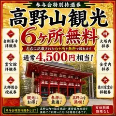 高野山 参与会特別待遇券 金剛峯寺 大師教会 霊宝館 大塔 金堂 徳川家霊台3枚のサムネイル