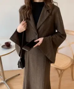 新品タグ付　アビトーキョー　セットアップ　ショートジャケット　スカート　ブラウン