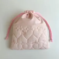 【入園入学準備に♡】コップ袋 巾着 女の子 ピンク ハート リボン 刺繍