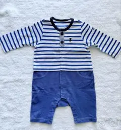 【ミキハウス】　ブランド　美品　ボーダー柄ロンパース 70㎝