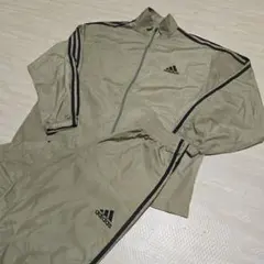 90s 万国旗タグ adidas ベージュ ナイロンジャージ セットアップ
