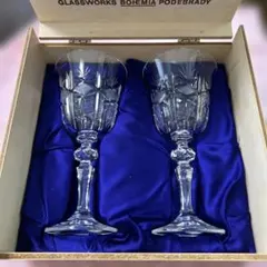 ボヘミア　ワイングラス　ペア　木箱入り