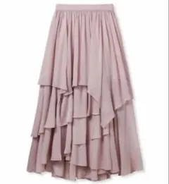リリーブラウンティアードスカートフレアレイヤードスカート 薄いピンク