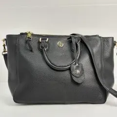 美品 トリーバーチ 編み込みレザー 2WAY バッグ 黒 - メルカリ