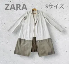 ZARA フェイクスエードコート　レディース　Sサイズ　生成り　カーキ