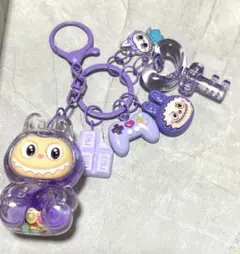カラフル　じゃらじゃらキーホルダー　紫