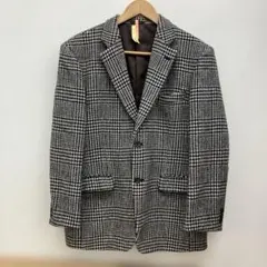 ハリスツイード テーラードジャケット くるみボタン チャコールグレー