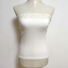 ベアトップ　チューブトップ　レース＆ストーン付