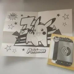 非売品ポケカプレイマット ピカチュウコイン ケースのセット ぬりえおまけ付き