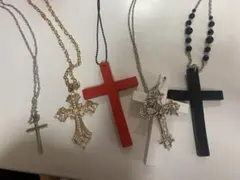 十字架 ネックレス グランジ y2k お兄系 黒 ブラック ロング 2連