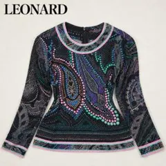 レオナール LEONARD シルク混 花柄 ペイズリー カットソー L ブラックのサムネイル