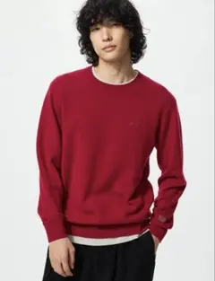UNIQLO カウズ　カシミア　クルーネックセーター　レッド　男女兼用　M